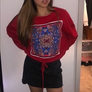Zara Red Long sleep crop top